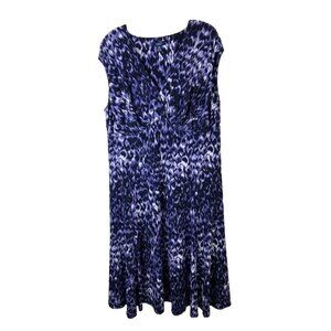 Chaps Womens Empire Waist Dress Sz16w Stretch Cheetah Surplice Midi Purple Cap